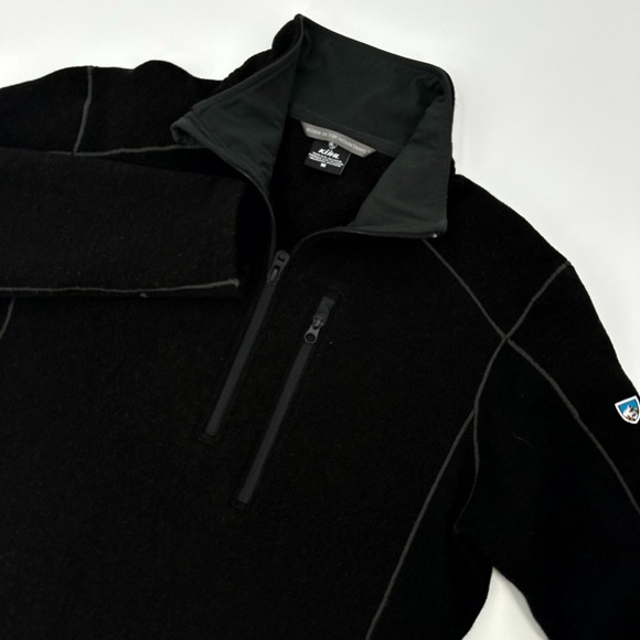 Kuhl Sweatshirt Mens Medium Black Fleece Lined Interceptr 1/4 Zip Pullover 3111 - Picture 4 of 11